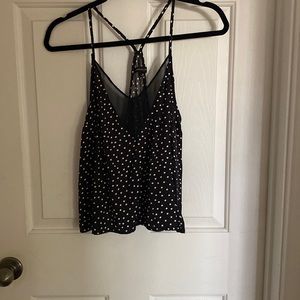 Kendall and Kylie Black and white polkadots spaghetti strap blouse